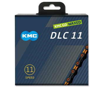 Łańcuch 11rz. KMC DLC 11 Black Orange 118og. Box Waxed