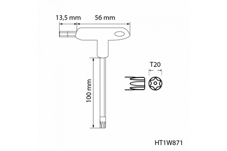 Klucz Torx typy-T Hogert z kulką TT20