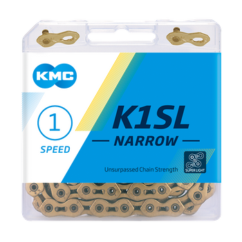 Łańcuch 1rz. KMC K1SL Wąski Ti-N Gold  100og. Box