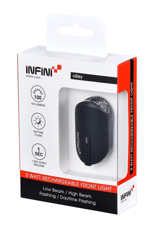Lampka Przednia Infini Olley Black Usb