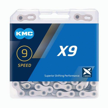 Łańcuch 9rz. KMC X9 Silver/Grey 114og. Box