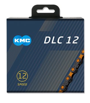 Łańcuch 12rz. KMC DLC 12 Black/Orange 126og. Box