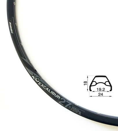 Obręcz 27,5" x 32H H-18 mm Excalibur Czarna 650x19