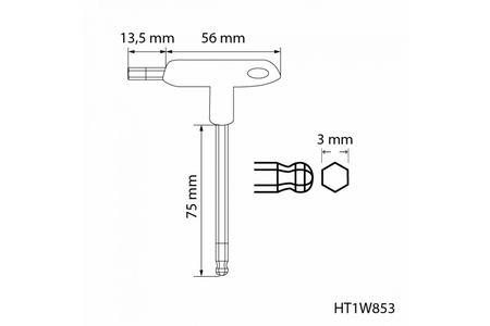 Klucz sześciokątny typy-T Hogert z kulką 3 mm