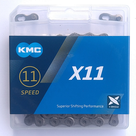 STOP Łańcuch 11rz. KMC X11 Grey 114og. Box
