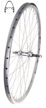 Koło przód 28" Piasta stożek Srebrne łożyska maszynowe, na nakrętki