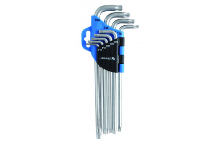 Klucze Torx 9 szt. Hogert Extra Długie CrV