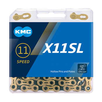 Łańcuch 11rz. KMC X11SL Ti-N Gold/Bk  118og. Box