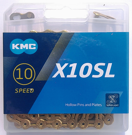 Łańcuch 10rz. KMC X10SL Ti-N Gold  114og. Box