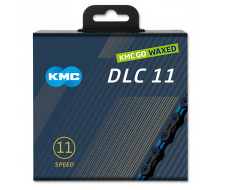 Łańcuch 11rz. KMC DLC 11 Black Blue 118og. Box Waxed