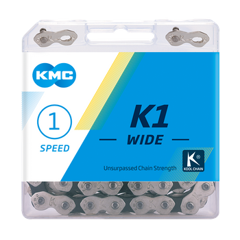 Łańcuch 1rz. KMC K1 Szeroki Sil/Bk 110og. Box