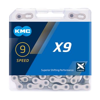 Łańcuch 9rz. KMC X9 Silver/Grey 122og. Box