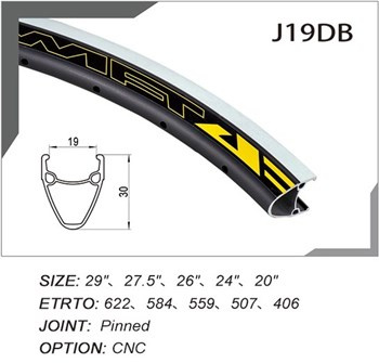 Obręcz 26" J19DG 36H 19x30mm stożek Black 