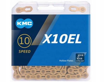 Łańcuch 10rz. KMC X10EL Ti-N Gold 114og. Box