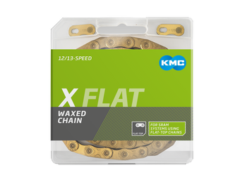 Łańcuch 12rz. KMC X Flat Gold 126og. Box Waxed