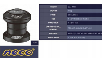 Stery 1-1/8" H-711 Neco Alu Black