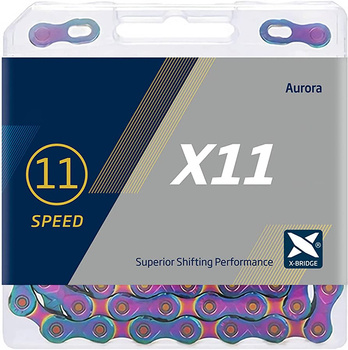 Łańcuch 11rz. KMC X11 Aurora Blue 118og.Box