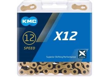 Łańcuch 12rz. KMC X12 Ti-N Gold/Black 126og. Box