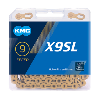 Łańcuch 9rz. KMC X9 SL Ti-N Gold  114og. Box